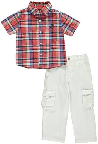 Sahara Club Little Boys' Toddler "Bourne" 2-Piece Outfit - red/white, 2t