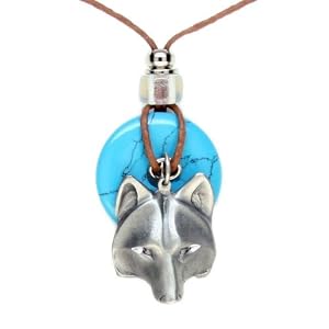 Earth Reflections Diamond Cut Pendant Necklace - Wolf Head
