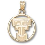 Texas Tech University TT Round Pierced 5/8 Pendant (14kt)
