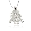Silver Crystal Boy & Girl Charm Pendant Necklace