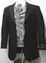 New Mens Six Piece (6pc) Complete Black and Silver Tuxedo - Black Jacket, Black Pants, Silver Vest, Shirt, Silver Tie, and Cummerbund Included - Made of High Quality Super 150s