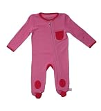 Sprout Long Sleeve Zip up Footie Pink and Bright Rose with Surf Bamboo Girl Graphic, 3-6 Months