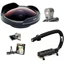 Opteka Deluxe "Skaters" Package (Includes the OPT-SC43FE Platinum Series 0.3X HD Ultra Fisheye Lens, X-GRIP Camcorder Handle, & SL-3 Video Light) for 43mm Camcorders
