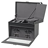 Wolf Designs 4500-027 Black Double Watch Rotator With Travel Case
