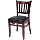 Vertical Back Beech Wood Dining Room - Kitchen Side Chair - Mahogany - Vinyl Seat