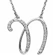 14k White Sparkling N Initial Diamond Necklace