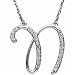14k White Sparkling N Initial Diamond Necklace