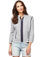 Indigo Collection Cotton Rich Metallic Striped Tweed Jacket