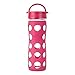 Lifefactory 16-Ounce Glass Bottle with Classic Cap and Silicone Sleeve, Raspberry