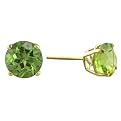 10K 6mm. Yellow Gold Peridot Stud Earrings