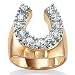 Men's DiamonUltra&trade; Cubic Zirconia 18k/Sterling Silver Horseshoe Ring