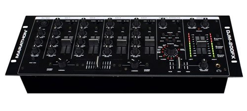 Marathon DJm-200Fx 4-Channel 19-Inch Mixer, Vocal Effects, 5 Line Inputs, 3 Phono, 5 Mics, Eq On Each Channel, Balanced Outs