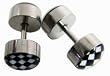 Sterling Silver Checker Design Faux Ear Plugs - Checker Pattern Faux Ear Gauges (14 Gauge)