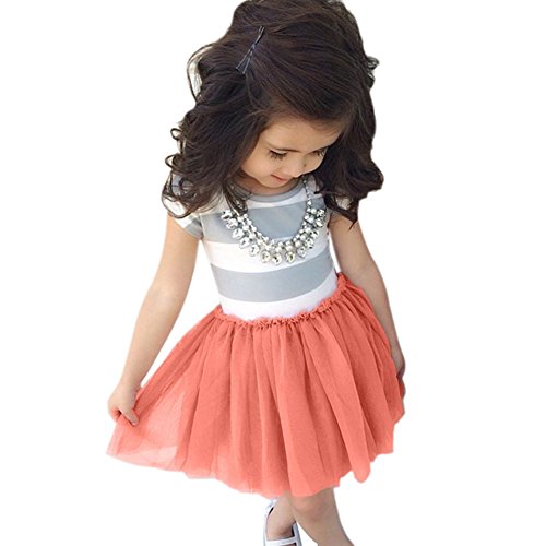Fedi Apparel Toddler Girls Short Sleeve Tops Pleated Mini Dress Princess Dress