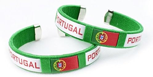 Embroidery National Flag Official Team Bracelets Portugal Green a Pair