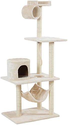 Onebigoutlet© 62" Cat Tree Condo Scratching Post Tower Kitten Pet Play House Scratcher, (Beige)
