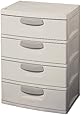 Sterilite 01748501 4-Drawer Unit with Putty Handles, Light Platinum