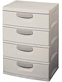 Sterilite 01748501 4-Drawer Unit with Putty Handles, Light Platinum