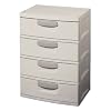 Sterilite 01748501 4-Drawer Unit with Putty Handles, Light Platinum