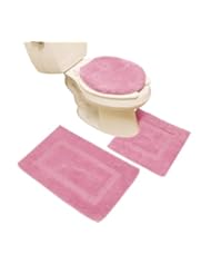 Home: 3 Pieces pink Microfiber bathroom rugs/contour mat Set with Lid Cover - EverydaySpecialcom