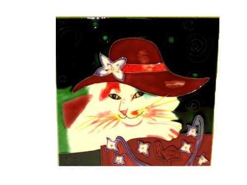 Cat with Red Hat Decorative Tile 8