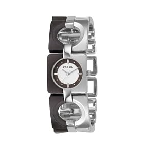 Fossil Ladies Watch ES2169, Stainless Steel Case, Stainless Steel and Wood bracelet