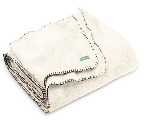 Ambajam Jumbo Cuddle Blanket (Vanilla Cream with Brown Trim)