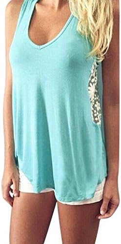 Vest Cocoinn Women Summer Lace Vest Casual Blouse Tank Tops (XL, Blue)