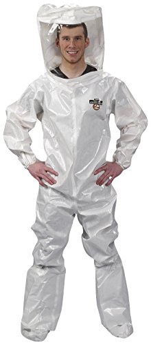 Lakeland ChemMax 2 TES Taped Seam Encapsulated Suit with Flat Back, Disposable, Elastic Cuff, Small, White (Case of 3)