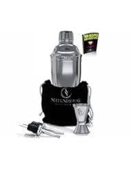 Kitchen: Cocktail Shaker Set -Premium Bartender Kit in a Luxury Bag: Martini Bar Shaker,Jigger,2 Liquor Pourers & ebook : 100 Cocktail Drinks Recipes - Lifetime Guarantee on all the Barware Tools by SHIKSHOOK. - SHIKSHOOK