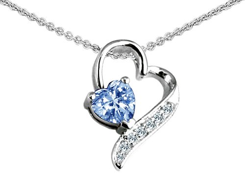Original Star K(tm) 7mm Heart Shape Simulated Aquamarine Heart Pendant in .925 Sterling Silver