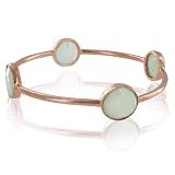 ELYA Designs 18K Rose Gold Plated Bangle with Four Sea Green Chalcedony Gemstones