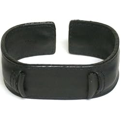 Black Leather Wrist Cuff Wide Watch Band Rock & Roll