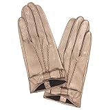 Ted Baker Ladies Pinkie Bow Detail Leather Gloves Gold S/M