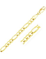 6.0mm 14K Yellow Gold Solid Figaro Bracelet