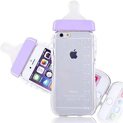 iPhone 6 Case , Cute Feeding Bottle Soft Gel Case for iPhone 6 4.7 inch + Free Screen Protector + SwiftBox Handmade Owl Phone Strap (Purple / 6 / 6s)