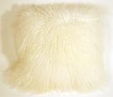 Pillow Decor - Mongolian Sheepskin 18 x 18 Natural White Throw Pillow