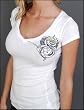 Sinful Clothing - Women's Sparow Rib V-Neck Tee in White