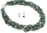 Chunky Jade & Freshwater Pearl Necklace Choker Matching Earrings Fashion Set Gift Boxed