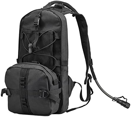 Hydration Pack Hydration Backpack Water-resistant Material Multifunction Multi-compartment Outdoor Backpack for Hiking, Biking, Running, Walking and Climbing 2.5L Hydration Bladder Included (Black)