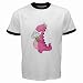 Men's Customized PINK DINOSAUR 100% Cotton White Ringer T-shirt