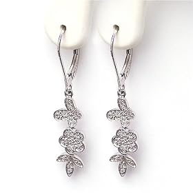 14KWG Diamond Flower Earrings