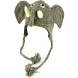 100% Wool Winter Cute Elephant Animal Fleece Lined Trapper Earflaps Ski Cap Hat