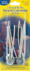Pre-Waxed 3" Wire Wick w/Clips 12-Pack: 15mm