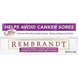 Rembrandt Whitening Canker Sore Toothpaste with Fluoride, Mint 3 oz (85 g) by Rembrandt