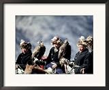 Eagle Hunters at the Golden Eagle Festival, Mongolia Framed Art Poster Print by Amos Nachoum, 22x18