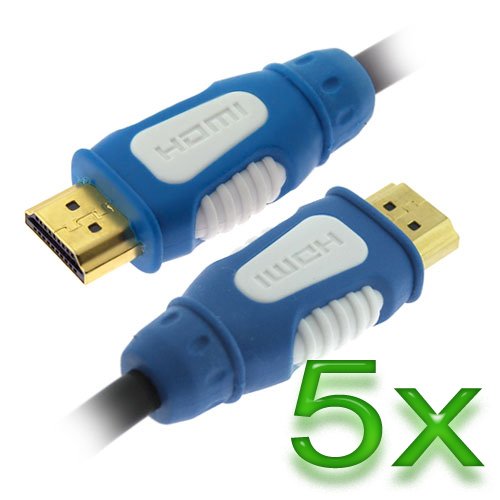 iKross 5x 15FT Gold Plated HDMI STANDARD (Blue/White)Cable M/M for HDTV, Plasma TV, LCD TV, PS3, Xbox, Bluray DVD, HD DVD, and more