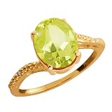 2.26 Ct Oval Yellow Lemon Quartz and White Topaz 18k Rose Gold Ring