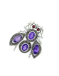 Sterling Silver -Pin Marcasite Bee Stone MP003