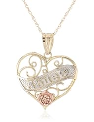 Duragold 14k Two-Tone Polished Diamond-Cut Abuela Heart Pendant Necklace, 18"